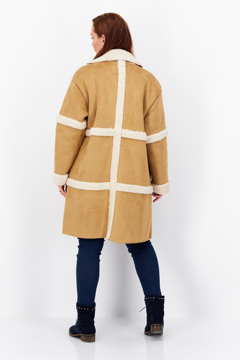 Bearpaw Women Textured Trench Coat, Tan - Image 4